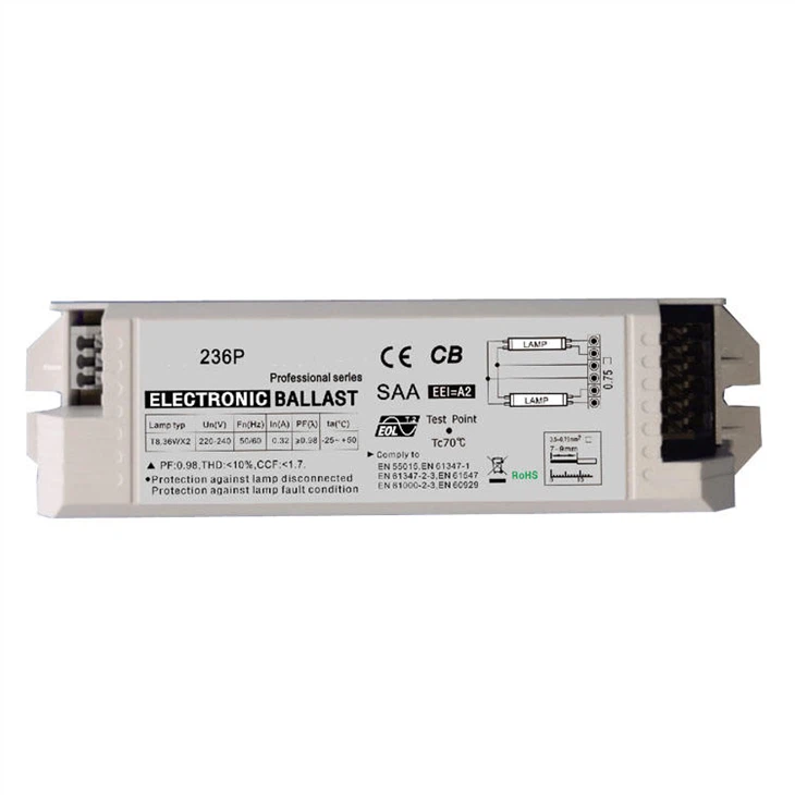2x36W T8 Electronic Ballast: PF>0,98, calitate premium